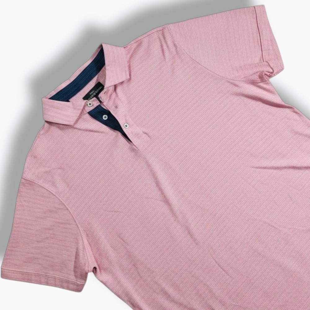 Rodd‎ & Gunn Pink Navy Mens Large Short Sleeve Polo Shirt Sports Fit 100% Cotton
